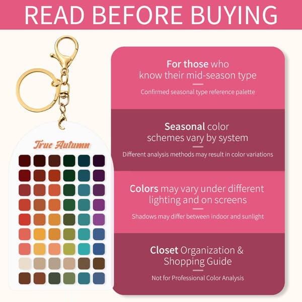 Seasons Color Analysis Swatch -avaimenperä 2 kpl, TrueAutumn Trueautumn-2pcs