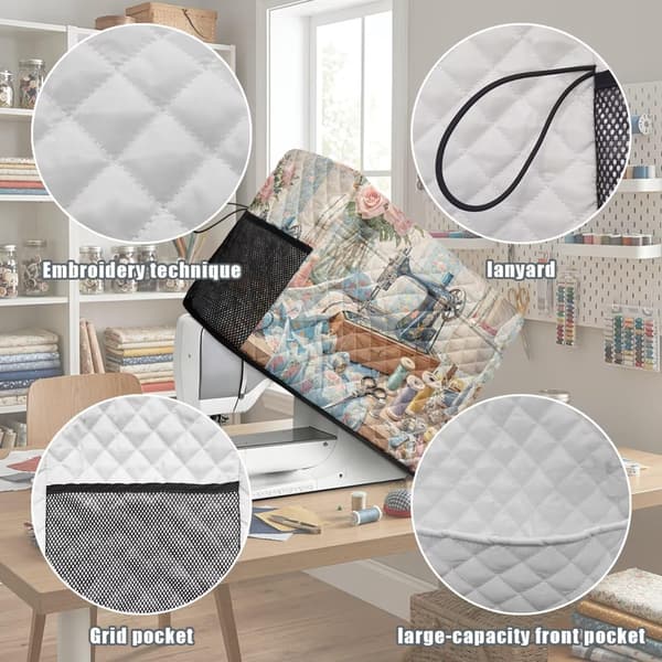 Vattert symaskindeksel Symaskintrykk 1 Sewing Machine Print 1