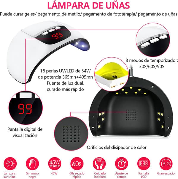 Bærbart manicureværktøjssæt med LED UV-neglelampe (Model 1)