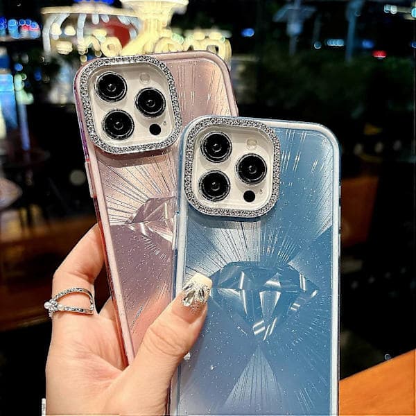 Deksel til iPhone 16 Pro Max IMD Diamantmønster TPU+PC Støtsikkert Telefondeksel