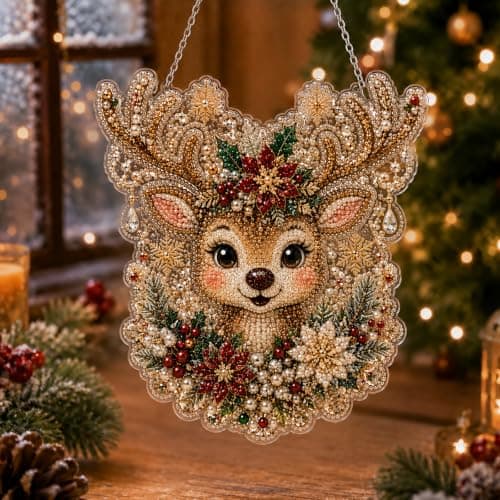 Juleperle Diamantmaleri Solfanger Sæt, Gør-det-selv Håndværk (#I, 8in) 8in #I