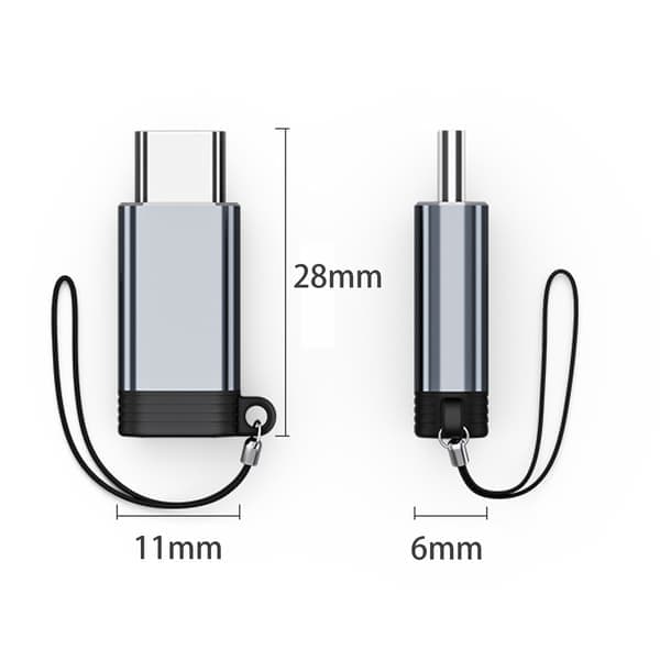 Lightning (hunn) til USB-C (hann) adapter, kompatibel med iPhone 15 Grå Grey