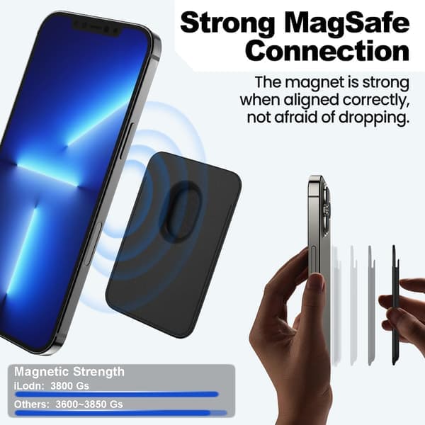Magnetisk pung, Magsafe stærk magnet læderkortholder (brun) (brown)