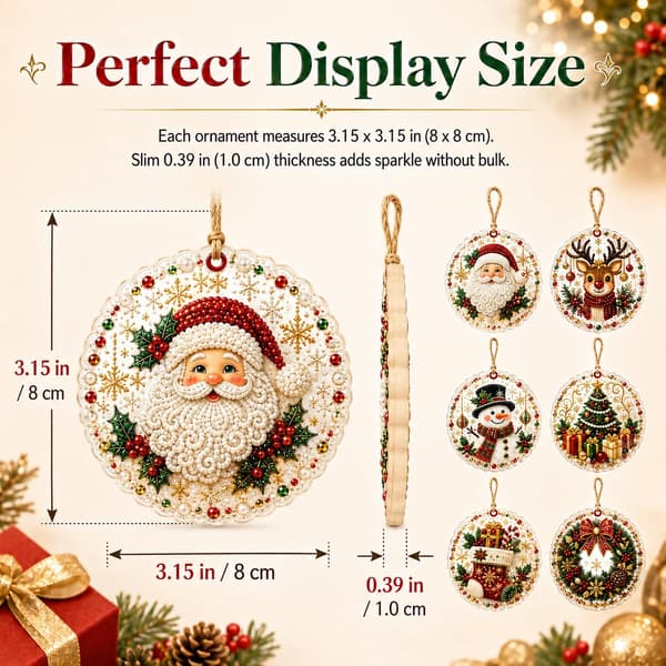 Lirynzoventa 6PCS Julpynt DIY Pärldiamantkonstkit för vuxna #E-6pcs