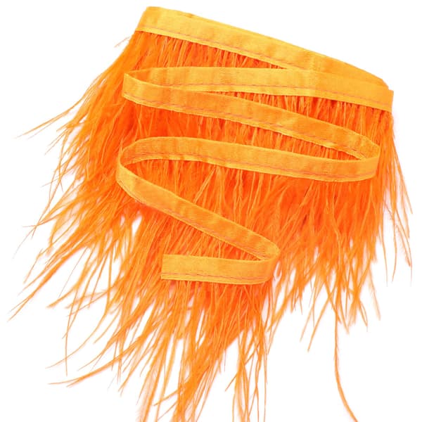 Orange strutsfjäderkantband, 4 tum, 2,2 yards Orange