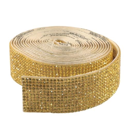 Jiozermi Gull Selvklebende Rhinestone Bånd 12 Rows Gold