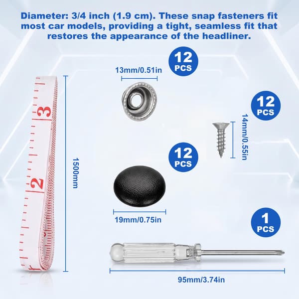 12 sett møbeltrekkknapper for tufting, skinnknapper, knappetrekk
