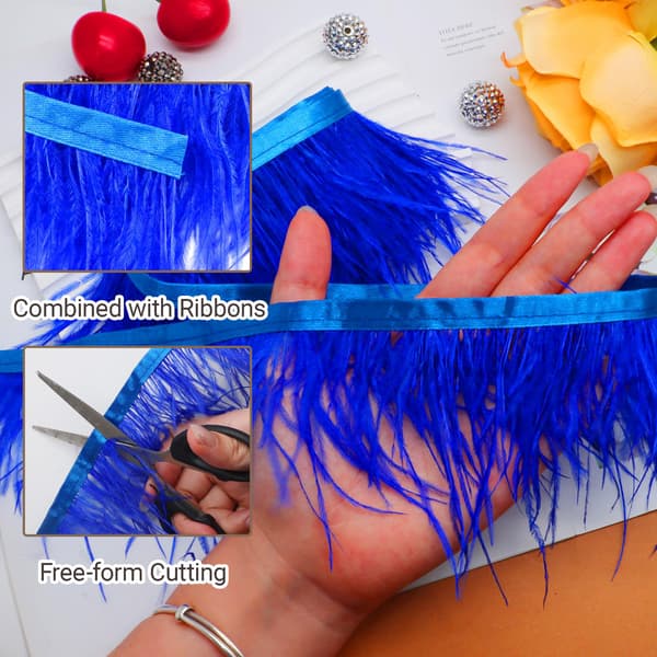 Kongeblå Strudsefjer Trim Bånd, 4 Tommer, 2,2 Yards Royal Blue