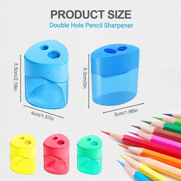 4-pack dubbelhåls handhållna pennvässare med lock för pennor Triangle