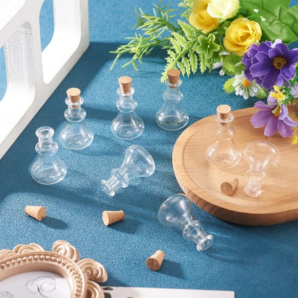 10 st konformade små glasflaskor med korkpropp, små klara tomma glasflaskor för DIY-konst Cone Shape #2