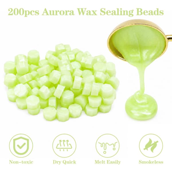 200 stk. Aurora fluorescerende voksforseglingsperler, voksperler for forseglingsstempel 200PCS Fluorescent
