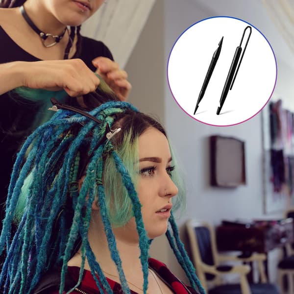 QFGasre 2 stk. dobbeltendet dreadlock hæklenål sammenlåsende værktøj til locs