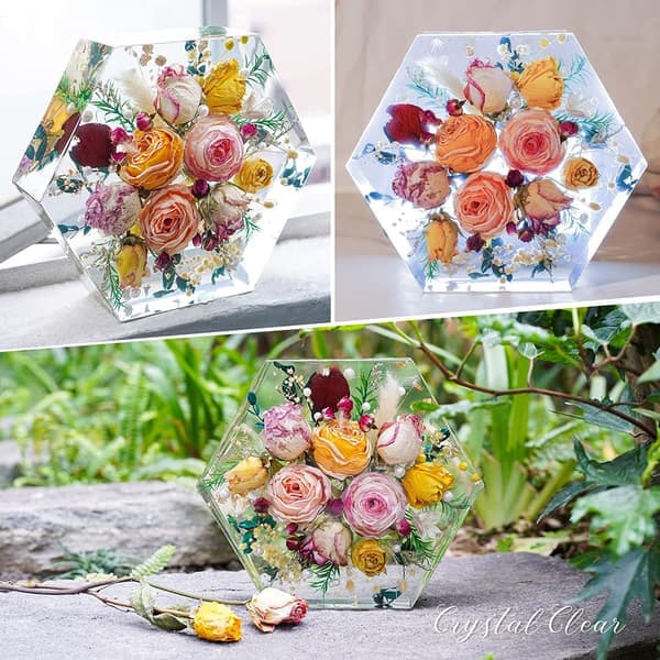 Harpiksforme, harpiksforme silikone stor (20x23x5cm), sekskantet til blomsterkonservering, dyb til støbning