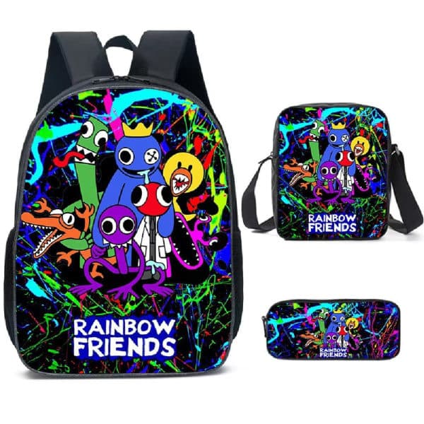 Rainbow Friends 3-pack Ryggsäcksset, Skolväskor för Barn Resväskor Julklapp, Flerfärgad Multicolor