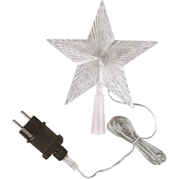 Juletrestjerne med 10 LED-lys og strømplugg - Varmhvit lysende juletrestjerne - Juletrestjerne