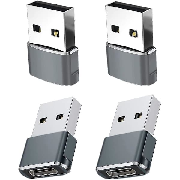 4-pakning USB-C hunn til USB hann-adapter, Type-C ladekabel strømomformer for 12 13 Pro Max