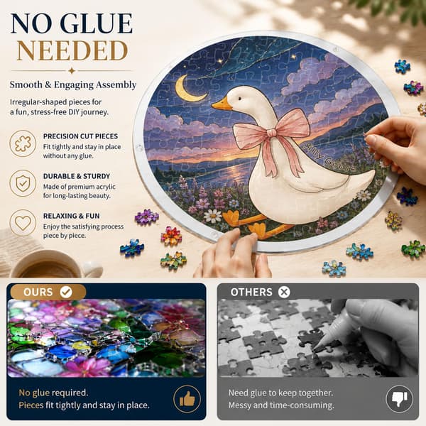 Silly Goose Akryl Puslespill Solfanger, 83 Deler DIY Dekor Moon Goose