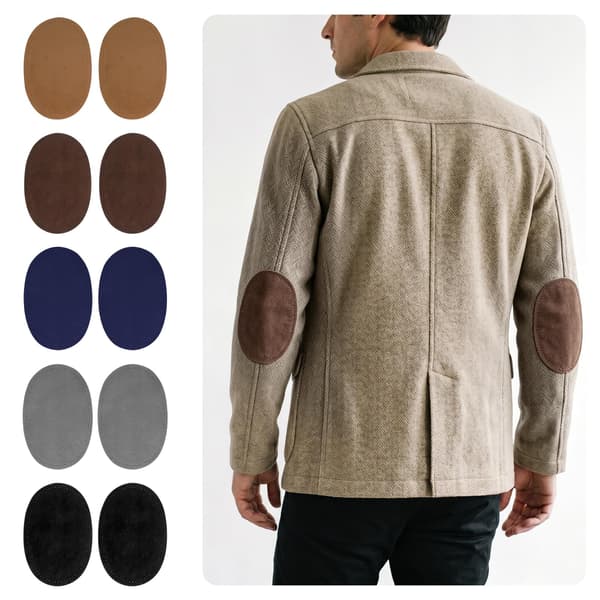 2 stk. påsydd stoff, ovale albuelapper til gensere (suede-stoff, grå) Gray