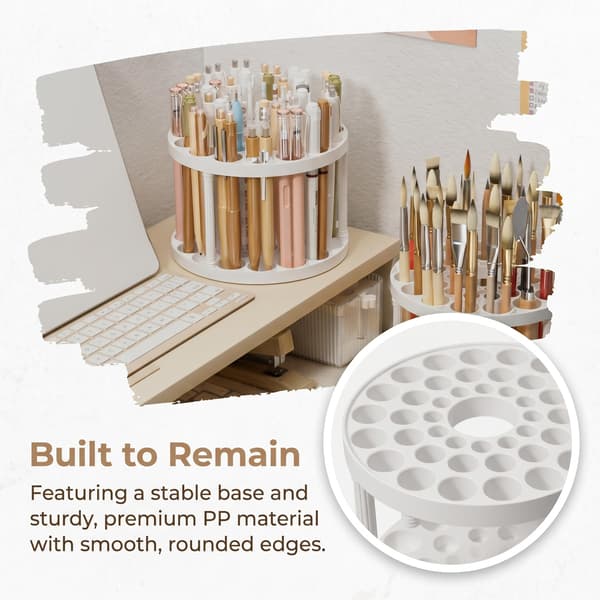 1 stk 360° roterende hvit børsteholder i plast med glasert overflate