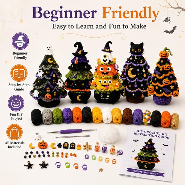 DIY Græskar Jack-O-Lantern Træ Halloween Hæklesæt til Begyndere Pumpkin Jack-O-Lantern Tree