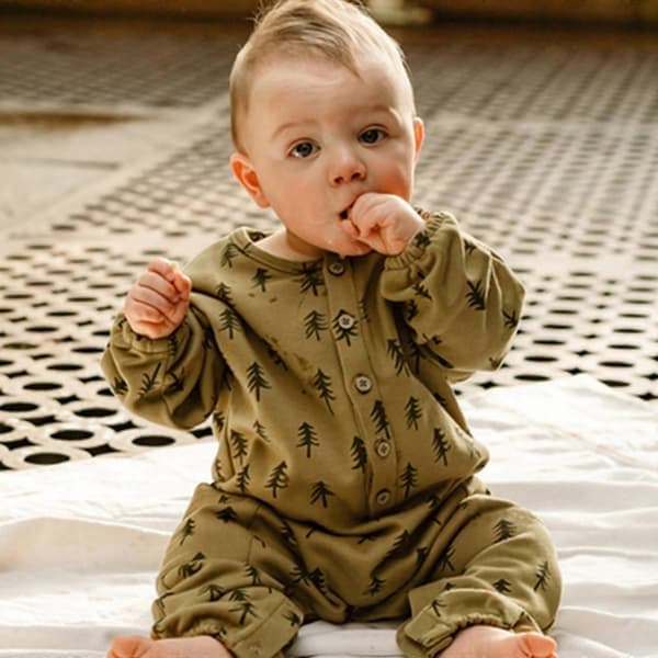 Bomuld Nyfødt Baby Rompers Søde Trykte Outfits Langærmede Bodysuits Åndbart Nattøj Pyjamas til Babyshower, Måne, Størrelse 66 moon 66