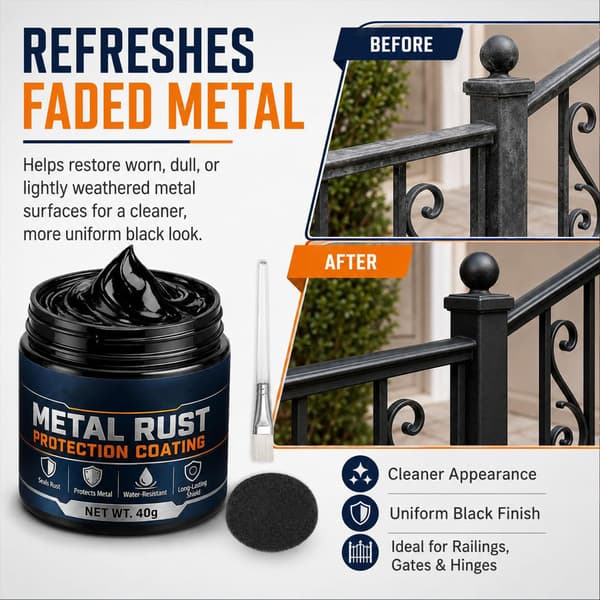 Metal Rustbeskyttelse Sort Reparationspasta, 3-i-1 Anti-Rust Belægning, 2 STK 2PCS