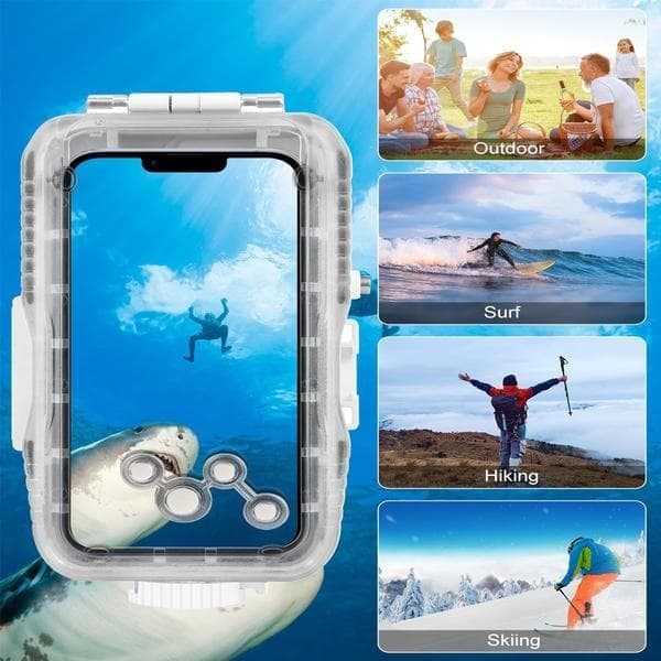 40m/130ft vanntett dykkerhus for iPhone 15 Pro Max/15 Plus/14 Plus/14 Pro Max/13 Pro Max/12 Pro Max