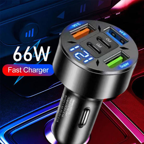 4 USB-porte Superhurtig QC3.0+PD Bilopladeradapter til iPhone Android UK