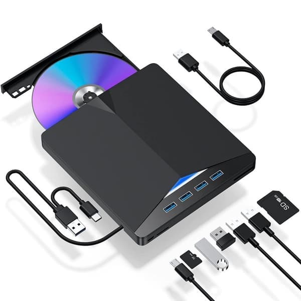 Ekstern USB CD DVD-stasjon USB 3.0-brenner kompatibel med Windows 11/10/8/7 Linux Mac OS