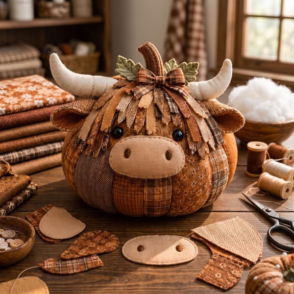 DIY Dyregræskar Sykit - Halloween DIY Græskar Patchwork Håndværkssæt, Høststof Dyrehåndværkssæt til Voksne Begyndere, Efterår Hedgehog