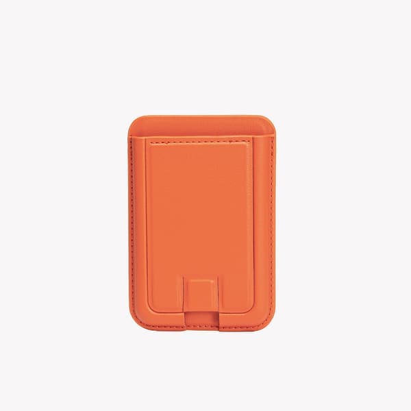 Magnetisk Plånbok 2 i 1 Magsafe Magnetisk Läderkorthållare, Vikbart Stativ (Orange) (orange)