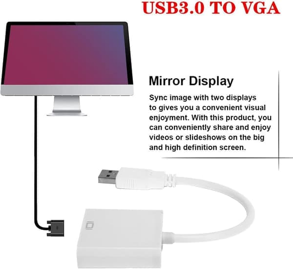 USB till VGA-omvandlare HD-videoadapter vit