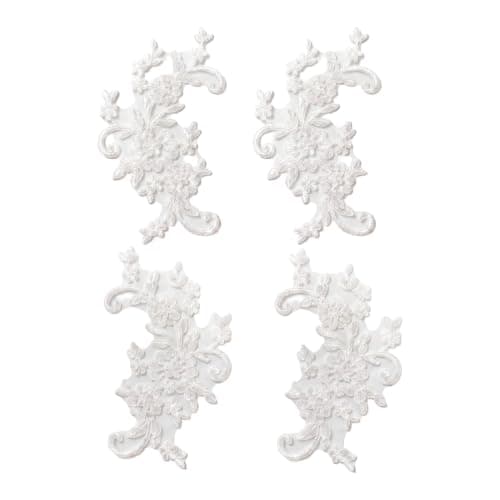Spejlet blomsterblondeapplikationssæt 2pairs White-1