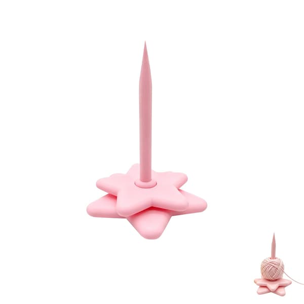 Stjerne garnholder for hekling og strikking, bærbar garnspinner (rosa) Pink