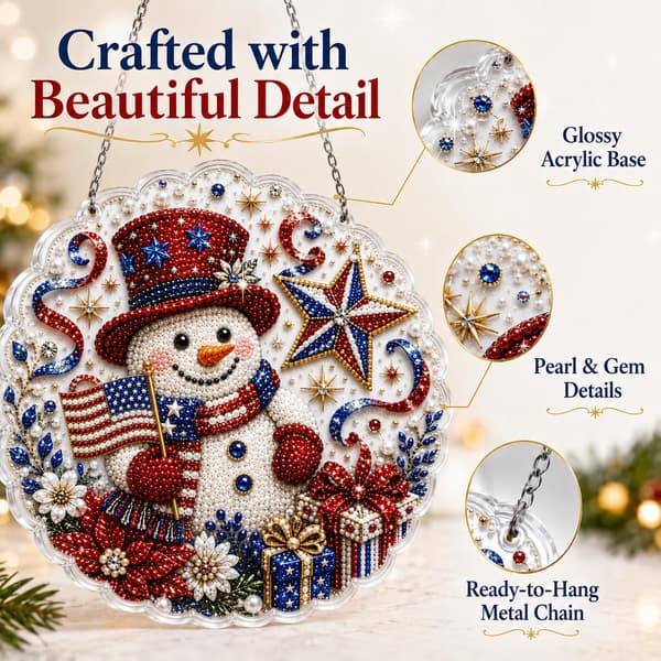 Juleperle diamantmaleri solfanger DIY-sett (stil 2, 8 tommer) 8inch Style 2