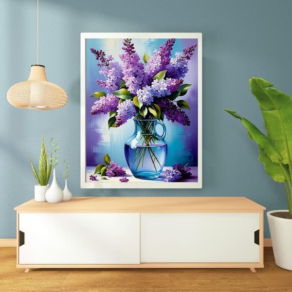 Blomster Diamantkunst Sæt til Voksne, Blomster Diamantmaleri Sæt til Voksne, Vase Diamantkunst Sæt