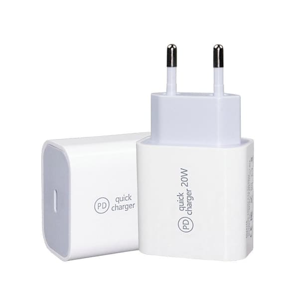 Rask lader for iPhone 11/12/13 USB-C PD 20W Hvit