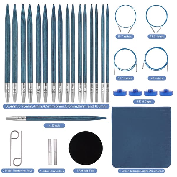 Hobekoee utbytbara rundstickor set Blue