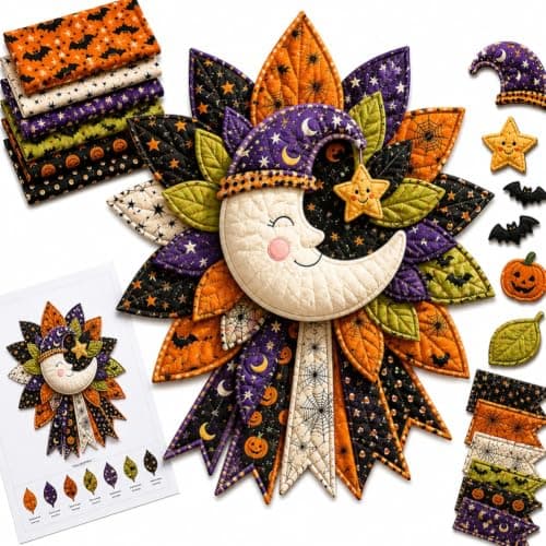 Gør-det-selv Quiltet Halloween Græskar Dørhænger Sæt Håndlavet Patchwork Moon