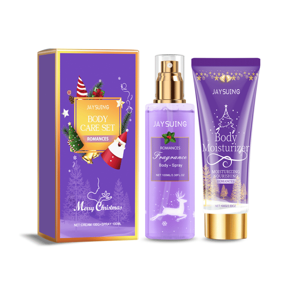 100g + 100ml/boks Juleduft Kroppspleiesett - Kroppsspray og lotion til julefester, langvarig duft