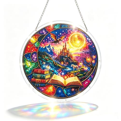 Fantasy Akryl Puslespill Solfanger, DIY Solfanger Puslespill Dekor Dragon & Books