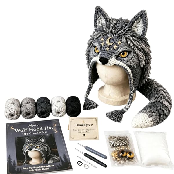 smtsmt Fantasy hettehatt DIY heklesett-serie (ulv) Wolf