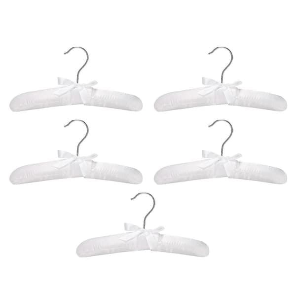 Lyxig Vadderad Satin Galge för Barnkläder 5-pack Galgar Garderobsarrangör, Vit