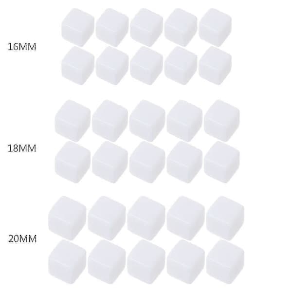 10 stk. firkantede 6-sidede terninger 16mm/18mm/20mm hvide blanke terninger til børnelegetøj
