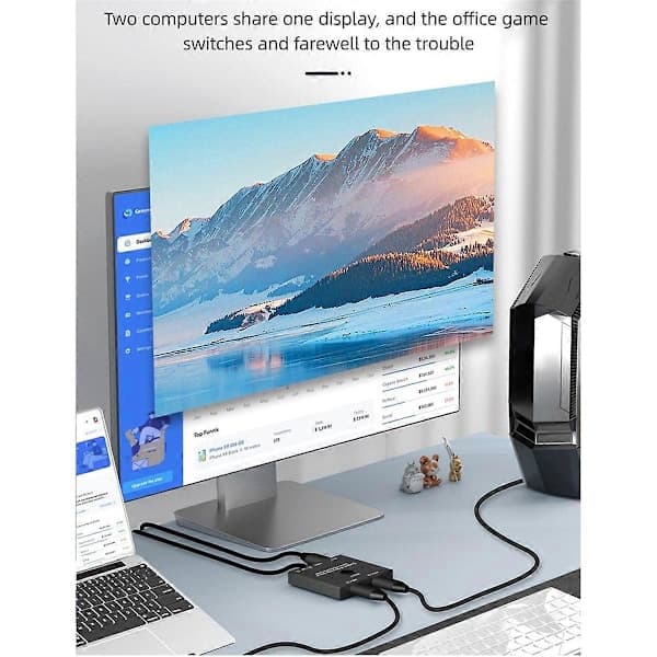 Bi-direktionel USB C-switch 100W opladning+10Gbps data+8K video til 1x2/2x1 KVM-switch til 2 bærbare computere skærm