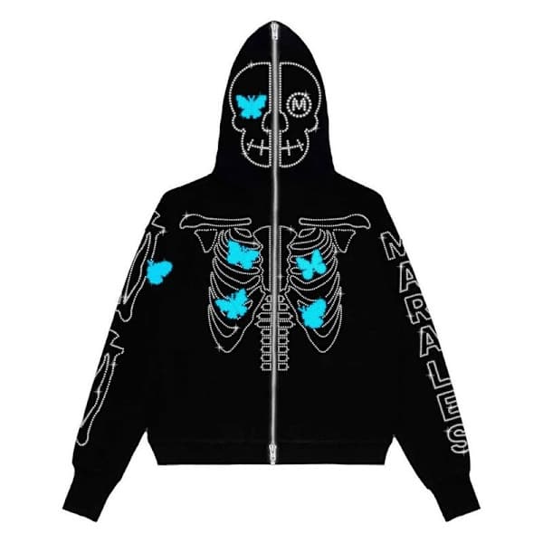 Y2K Full Zip Up Hættetrøje Mænd Efterår Vinter Gotisk Sweatshirt Stil 3 L Style 3 L