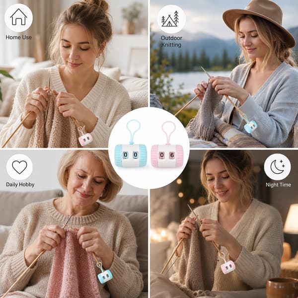2 strikkepinneradeller, blå og rosa