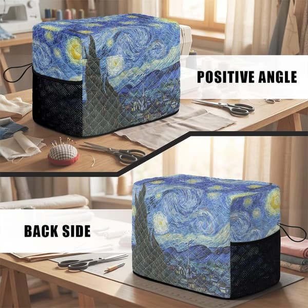 Vattert symaskindeksel \"Starry Night\"-trykk Starry Night Print