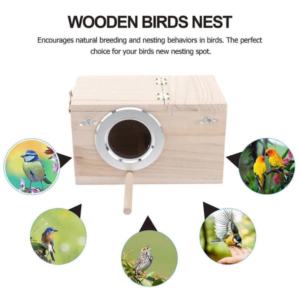 Parrot Breeding Wooden Nest Box Small Size Bird Feeder