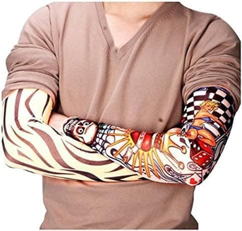 Armtatueringar, 6-pack falska tillfälliga tatueringsärmar för män, elastiska för Halloween